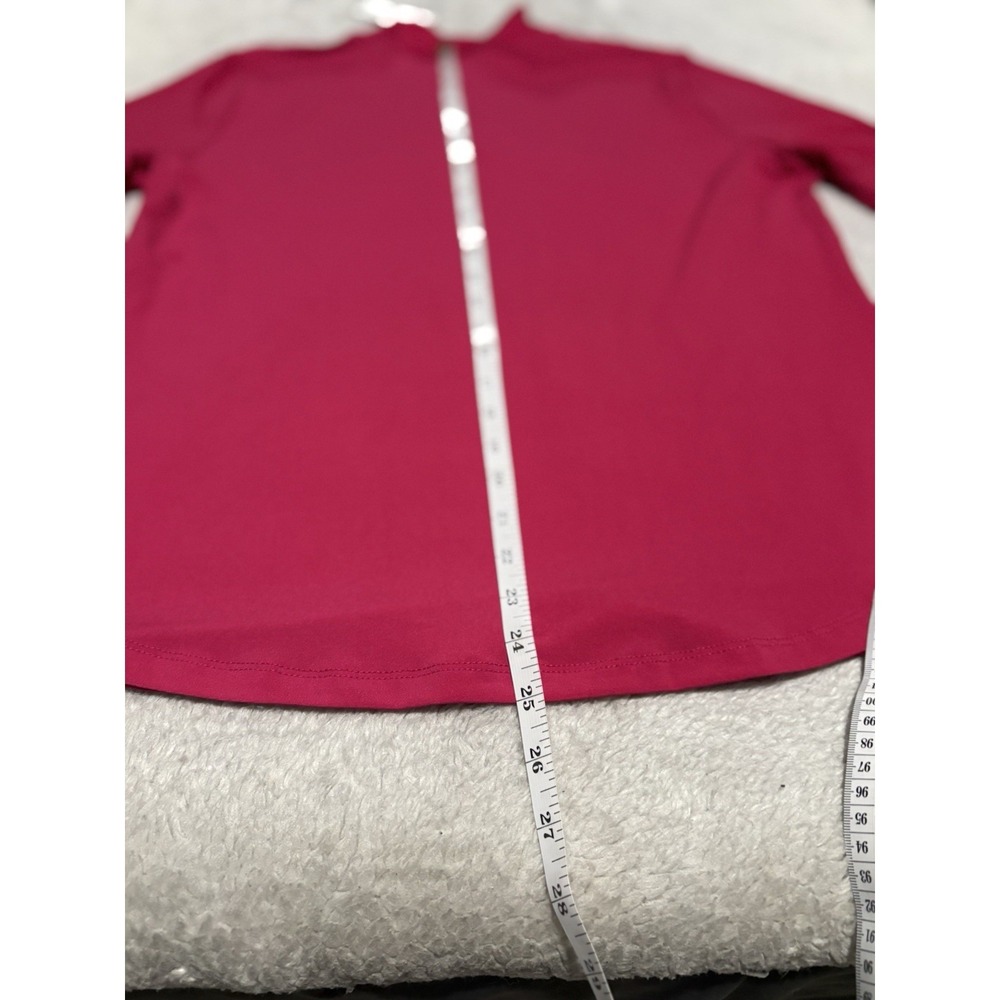 New York & Company 7th Avenue Pink Fuchsia Keyhole Mock Neck Large Shirt NWT - Picture 8 of 8